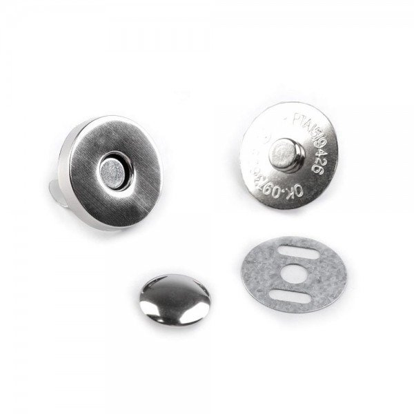 Magnet knap med nitte 18mm sølv – – Andre lukninger – Sytilbehør Manufaktur